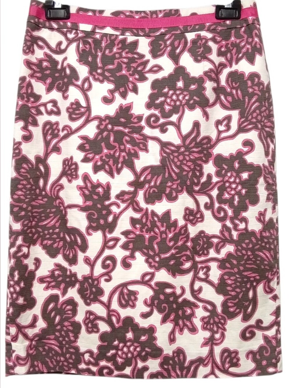 Boden WG700 Floral Pencil Skirt Pink Cream Brown Cotton Blend NWOT Size 6R